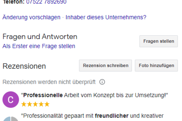 Bewertungen bei Google